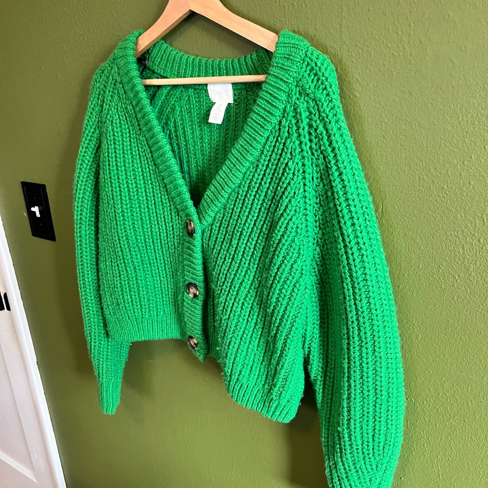 H&M Vibrant Green Knit Cardigan